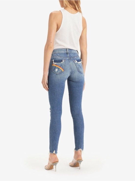 MOTHER Denim - Mother Denim High Waisted Looker Ankle Chew Learning to Hula Rainbow Size 25